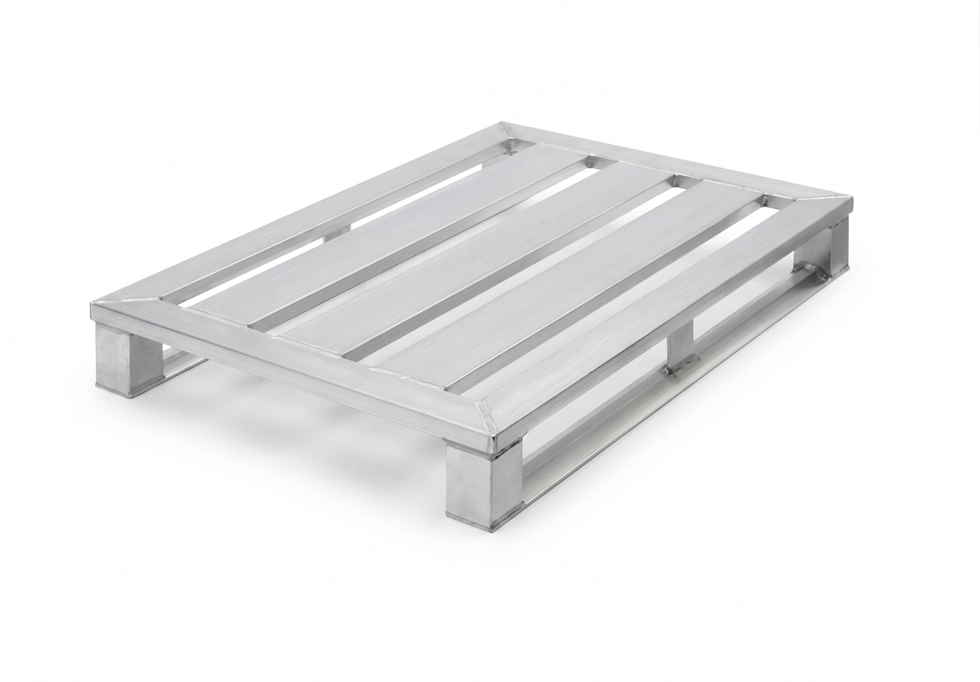 IP-Group aluminium pallet 71057, 1200 x 800 mm, open slatted deck on welded channel runners, illustrative reference view