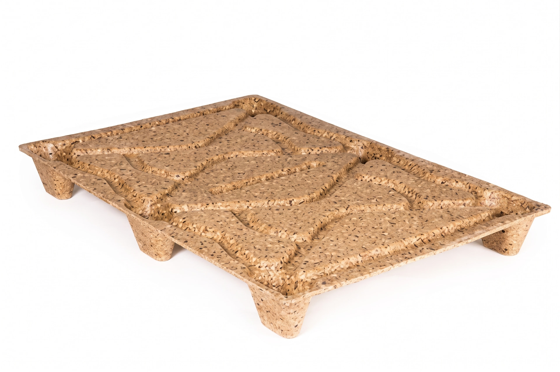 Moulded presswood pallet 1200 x 800 mm, 120 mm high, diagonal rib deck, illustrative reference view
