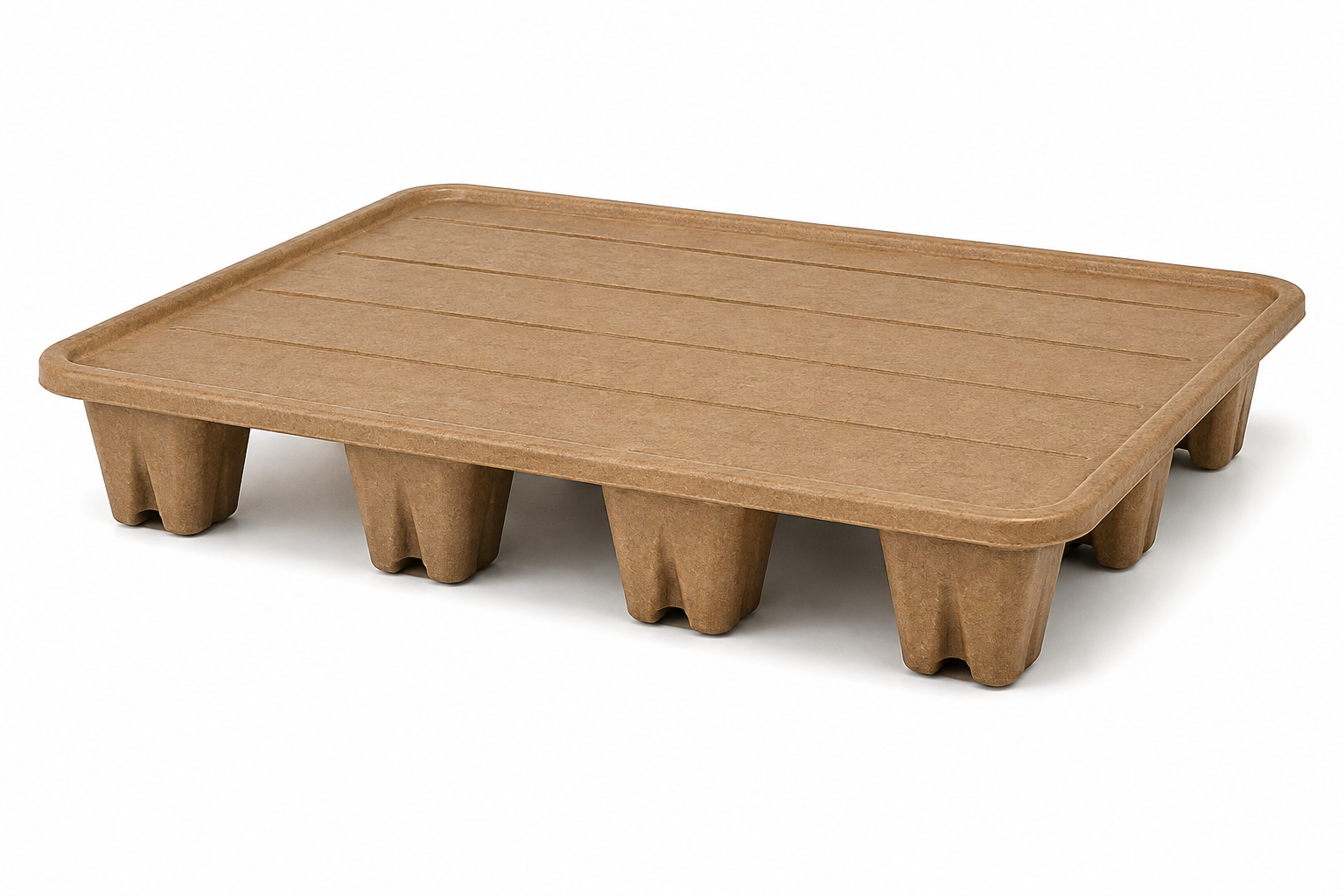 Presswood nestable pallet, 1200 x 800 mm, moulded wood-fibre deck with a raised lip on nine moulded nesting feet — representative reference illustration, not a stock photograph or dimension-certified