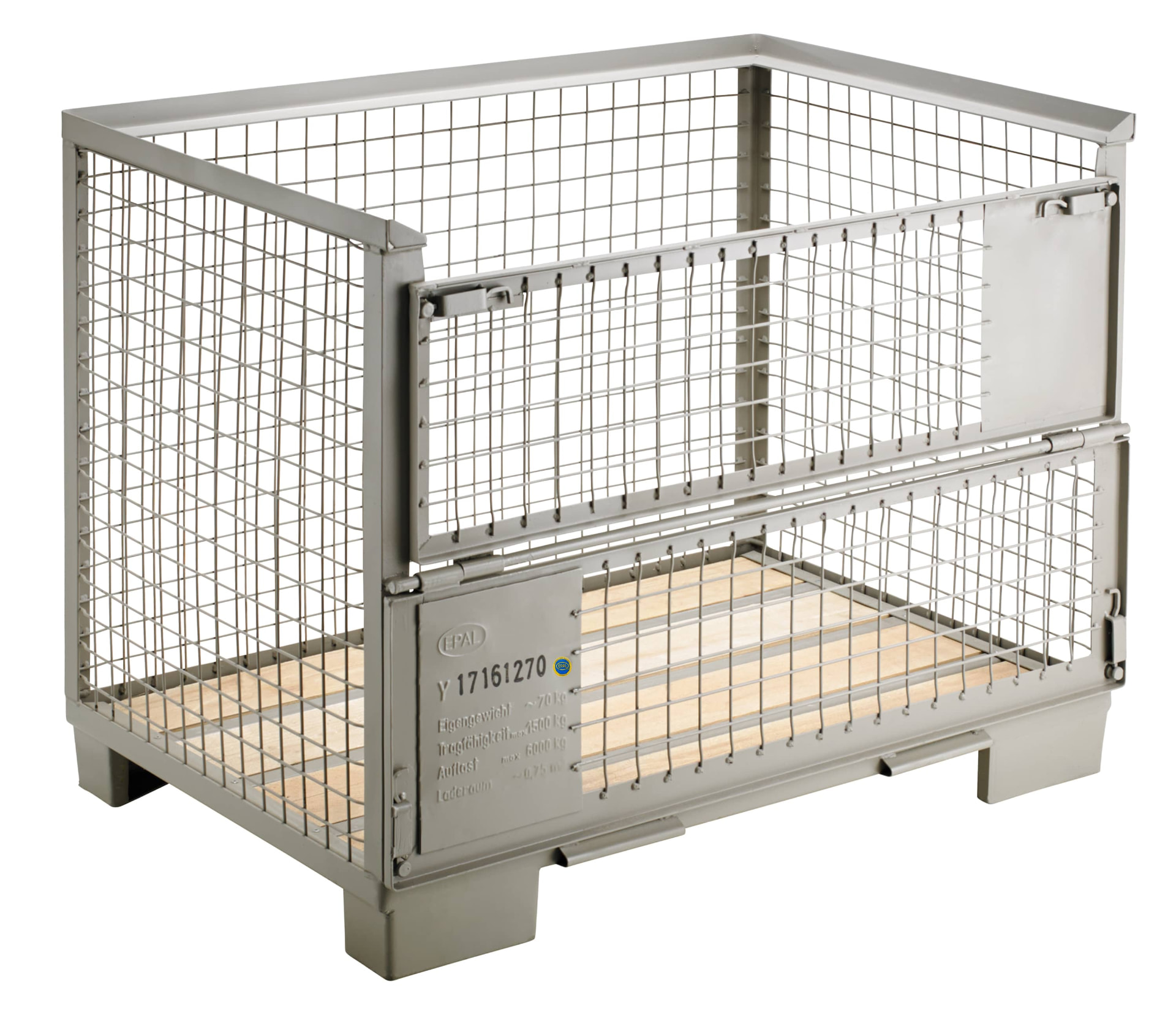 EPAL box pallet 1200 x 800 mm, three-quarter view
