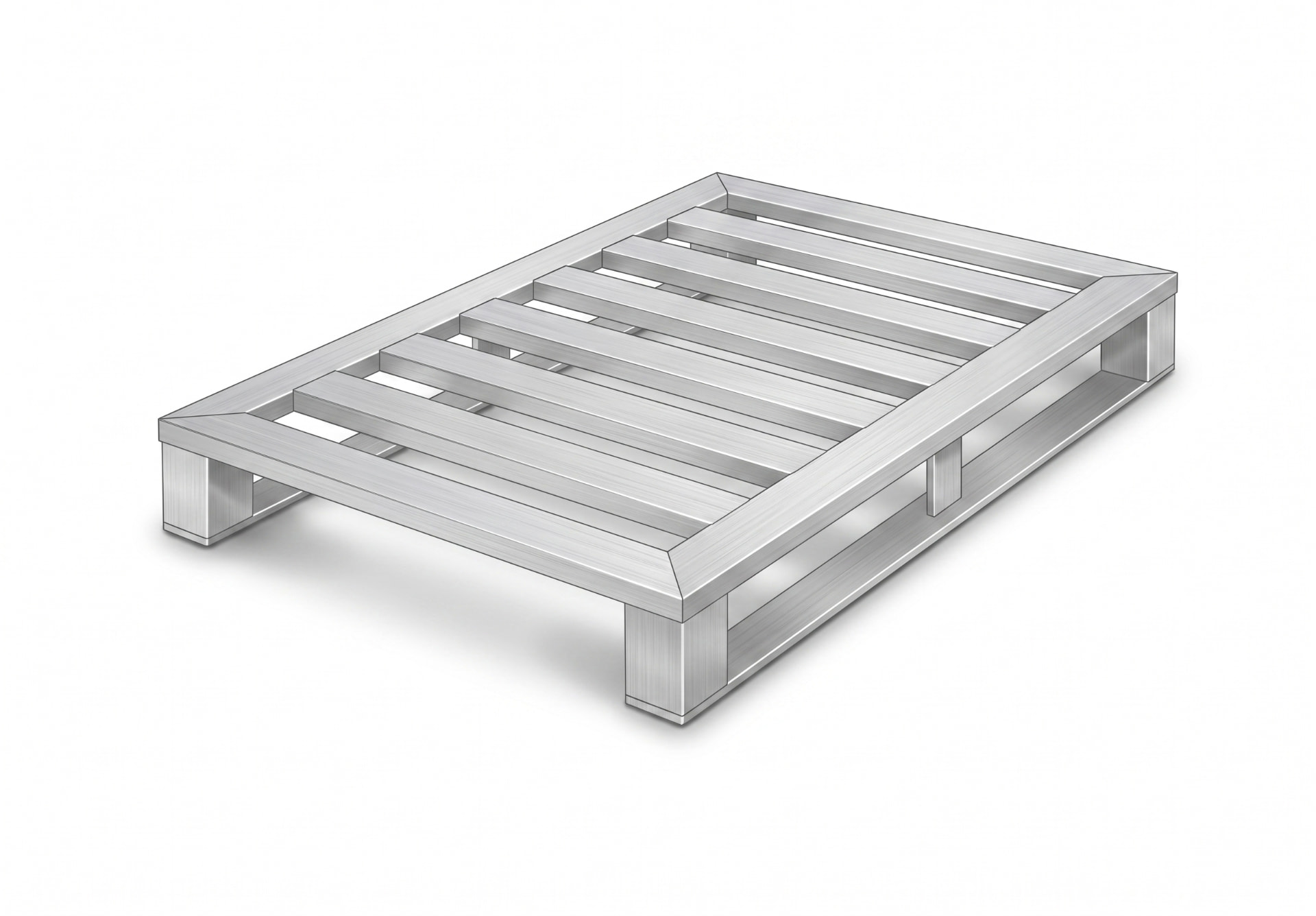 IP-Group aluminium pallet 71566, 1200 x 800 mm, open slatted deck on channel runners, illustrative reference view