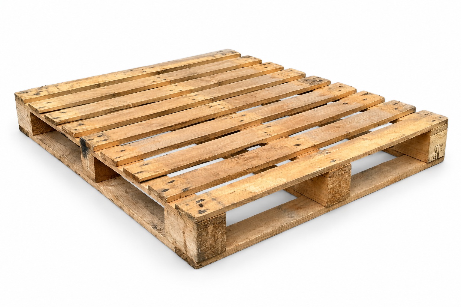 Grade 1 UK Standard Wooden Pallet 1200 x 1000mm - front corner view
